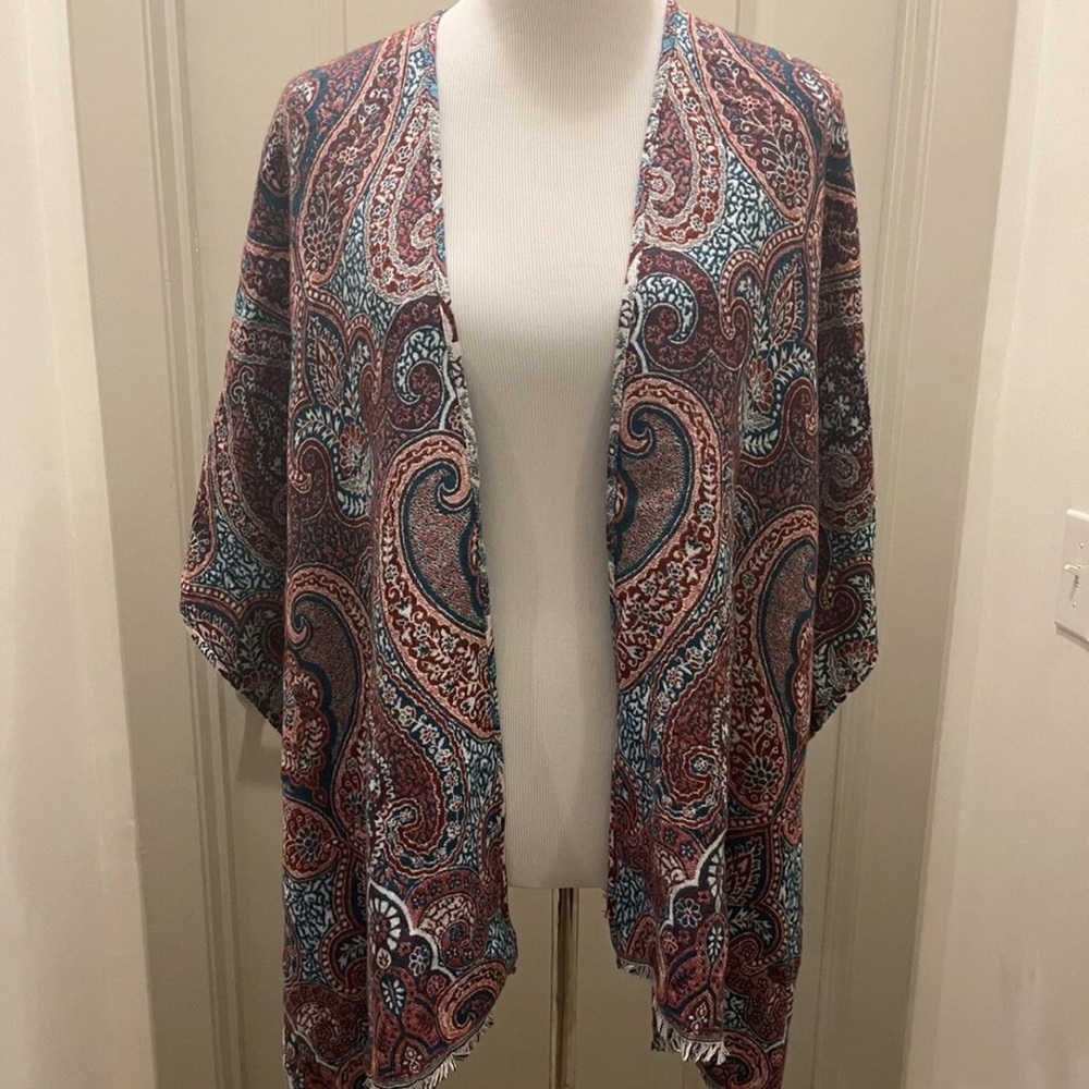 Chico's Multicolor Paisley Poncho one size new reversible